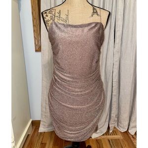Glitter ruched bodycon dress